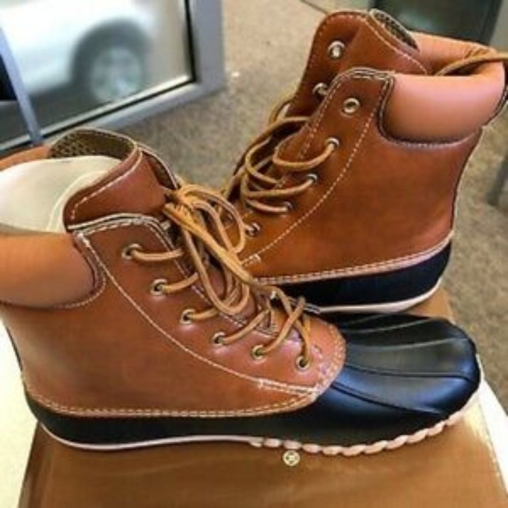DUCK BOOTS by Outwoods Rain Faux Leather Waterproof Rubber Boots NWOT - Picture 7 of 12